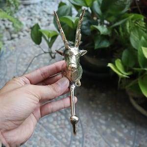 Vintage Gold Deer Brass Hook - Antique Style Towel/Key Holder (17cm)