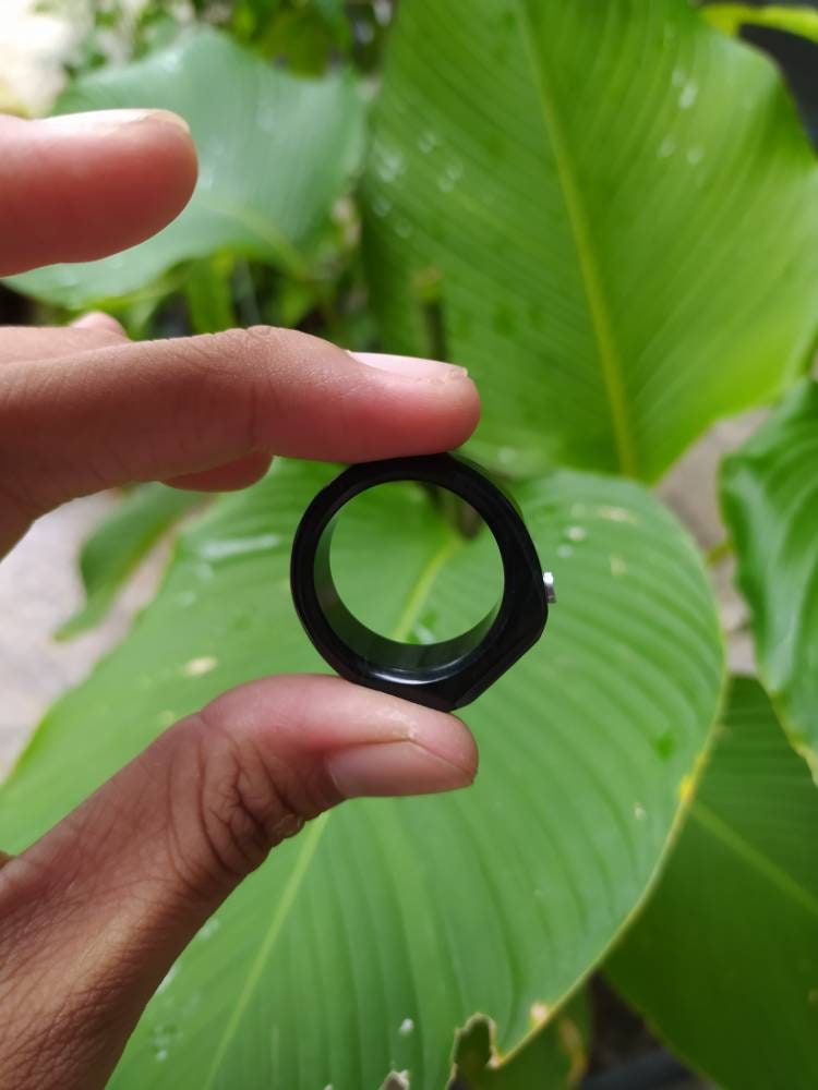 Handmade Original Black Jade Ring Stone Flat at Top Etsy