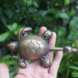Vintage Solid Brass Turtle Hook - Antique Wall Mount Coat & Hat Hook