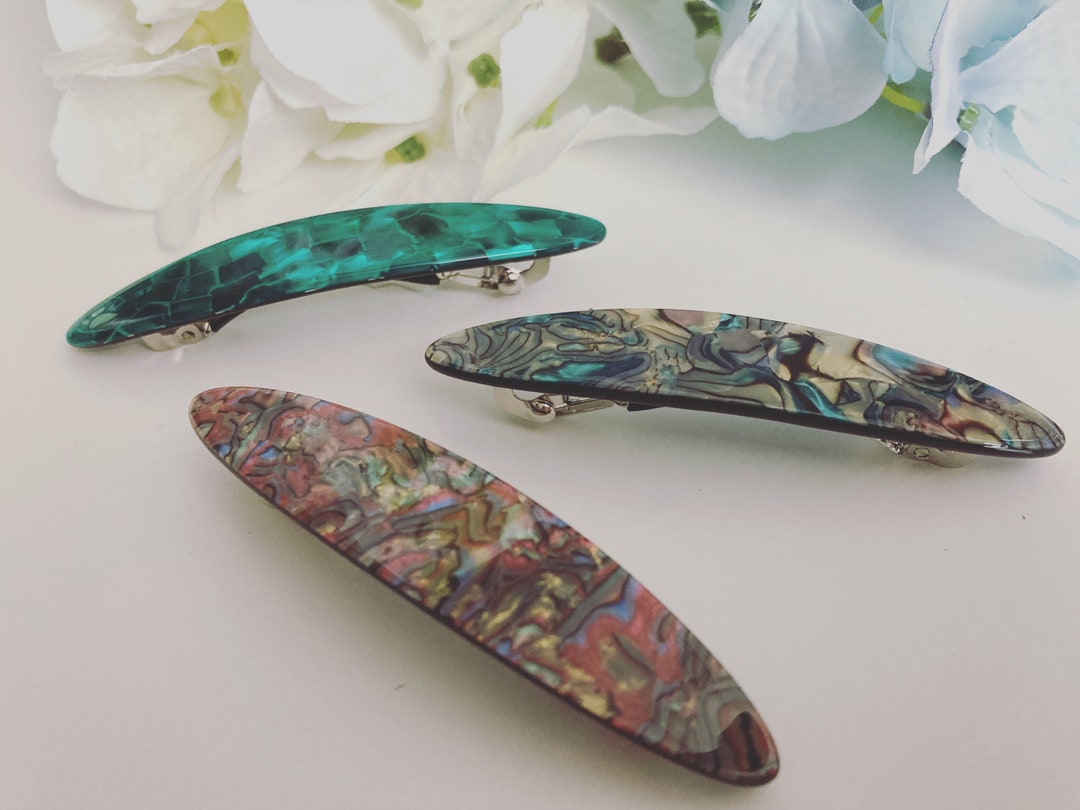 Lulu Premium Acetate Small Shaped Hair Barrette, Hair Barrette Slide