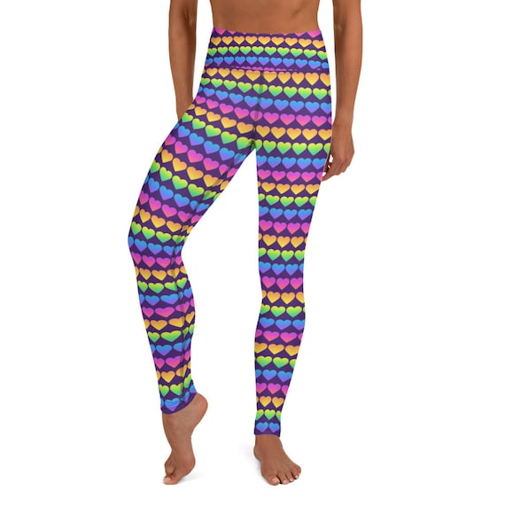 Lisa Frank Inspired Rainbow Hearts Yoga Leggings Etsy