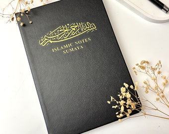 Notizbuch Bismillah mit Name, Islamische Geschenke, Hardcover Notizbuch liniert, Personalisiert