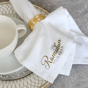 Cloth napkins, Ramadan Mubarak, table decoration, Ramadan decoration