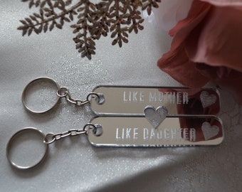 Like Mother Like Daughter Keyring Set Mirrored Acrylic | Engraved | UK
