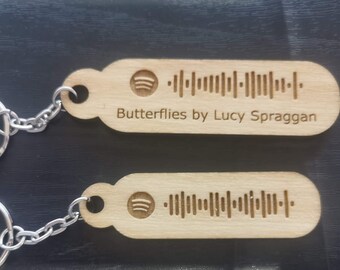 Personalised Wooden Spotify Keychain / Keyring | Him | Her | Share Your Favourite Song | Playlist | Album