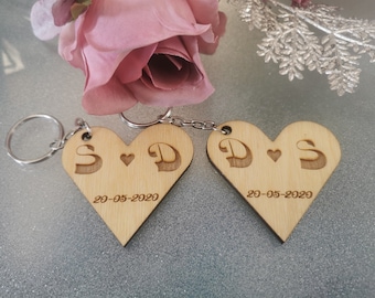 Personalised 'Key In Heart' Keyring - Wooden Shapes (2 Pieces) - Fancy - Foto 9