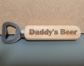Abridor de botellas de madera de cerveza de papá