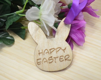 Happy Easter Bunny Head | Wooden Labels | Wooden Tags | Easter Gift | Laser Engraved | UK
