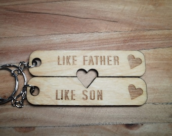 Like Father Like Son Keyring Set | Father's Day | Engraved | Wooden
