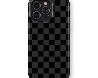 BLACK GREY Checkers Phone Case | iPhone 16/15/14/13/12/11 Pro Max MagSafe | Galaxy S25/S24/S23/S22 Ultra | Pixel 6/7/8/9 Pro XL | Slim Tough