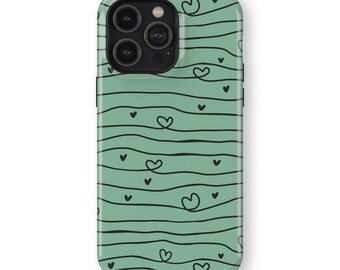 LOVE LINES SeaFoam Phone Case | iPhone 16/15/14/13/12 Pro Max MagSafe | Galaxy S25/S24/S23/S22 Ultra | Pixel 6/7/8/9 Pro XL | Slim Tough