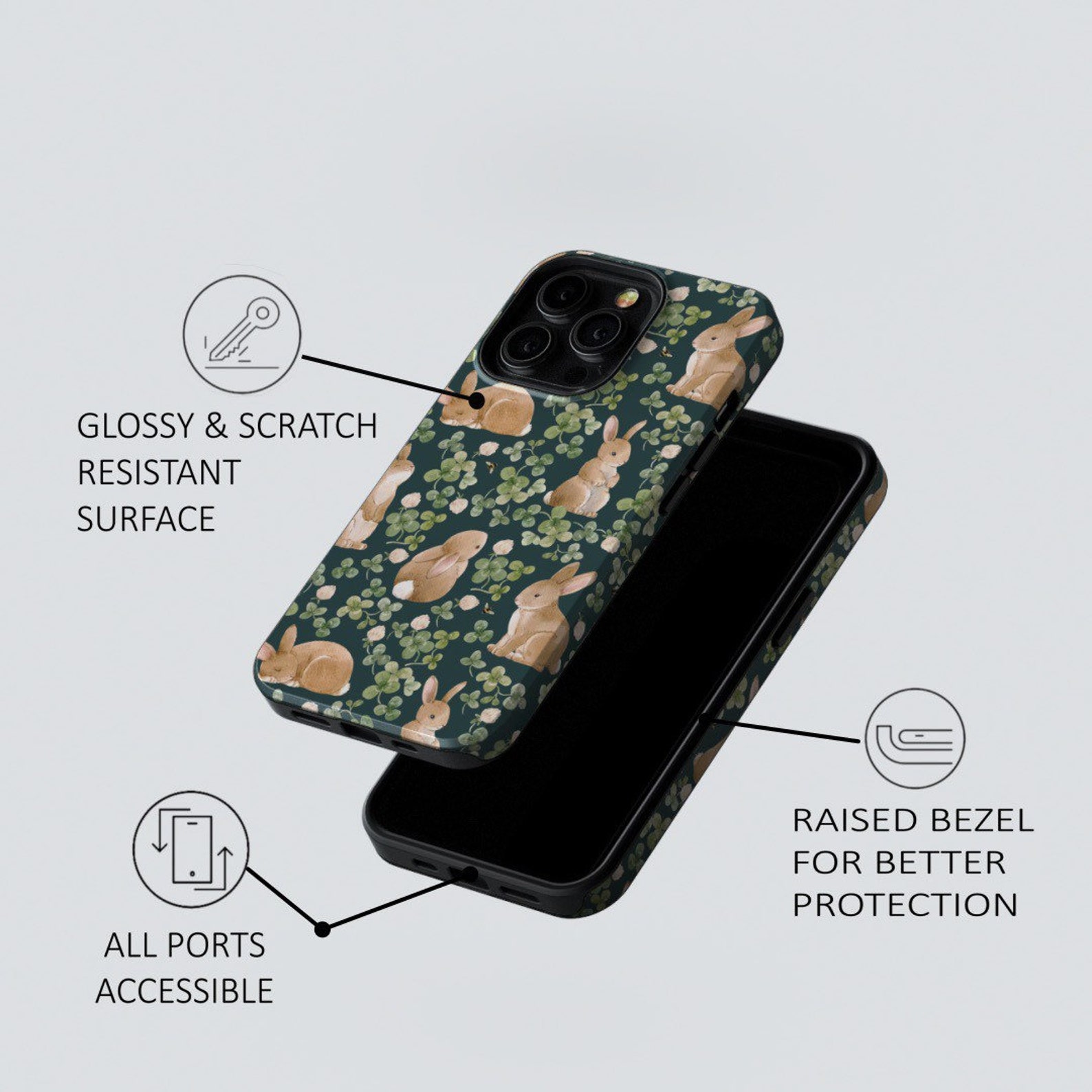 CUTE BUNNY RABBIT Phone Case | iPhone 16/15/14/13/12/11 Pro Max Magsafe ...