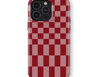 PINK & RED Checkers Phone Case | iPhone 16/15/14/13/12/11 Pro Max MagSafe | Galaxy S25/S24/S23/S22 Ultra | Pixel 6/7/8/9 Pro XL | Slim Tough