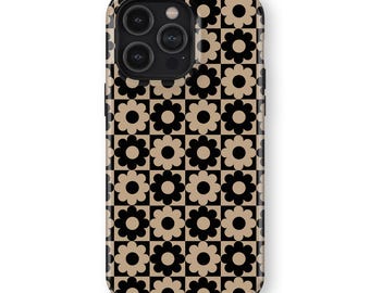 BEIGE & BLACK Bloom Phone Case | iPhone 16/15/14/13/12/11 Pro Max MagSafe | Galaxy S25/S24/S23/S22 Ultra | Pixel 6/7/8/9 Pro XL | Slim Tough