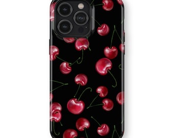 MIDNIGHT CHERRIES Phone Case | iPhone 16/15/14/13/12/11 Pro Max MagSafe | Galaxy S25/S24/S23/S22 Ultra | Pixel 6/7/8/9 Pro XL | Slim Tough