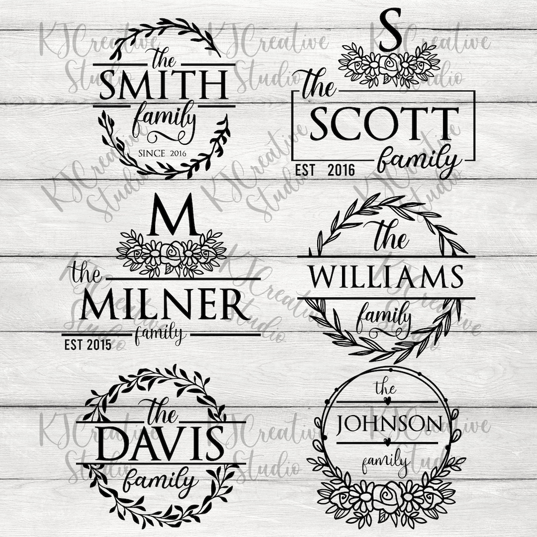 Family Name Monogram With Floral Bundle Svg/png/dxf Wedding Monogram