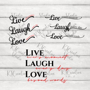 Live Lachen und Liebe Herz SVG - Valentinstag Svg - Herz-Symbol - für Cricut CNC-Maschine - digitaldownload File - Dxf | Svg | Png
