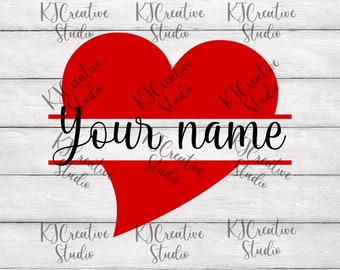Heart Name Frame SVG File - Love SVG - Heart Split Monogram Frame Svg / Png / Dxf - Taglia file per San Valentino