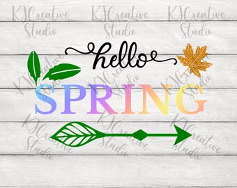 Hello Spring SVG / Spring Door Sign SVG / Spring Quote Svg / Easter SVG, Svg/Dxf/Png For Cut file / Digital Download