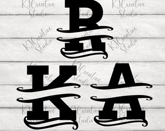 Alphabet Split Monogram SVG/PNG/DXF- Split Monogram Frame Alphabet With Floral Decorative -  26 Individual Swirls Letters For Cut Files