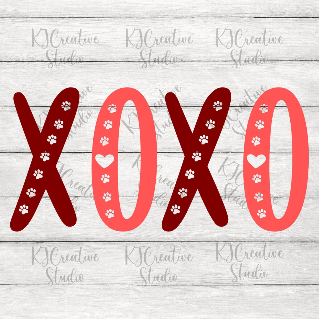 XOXO With Heart and Paws SVG, Valentines Day SVG - Love Heart Svg/dxf ...