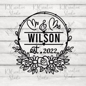 Monogram ślubny Svg Pan i Pani Rozdzielony Monogram Svg Zaręczyny Svg Mąż Żona Panna Młoda Pan Młody Svg Małżeństwo Rozdzielony monogram Ramka nazwiska Svg