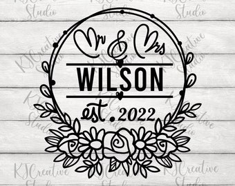Wedding monogram Svg Mr and Mrs Split Monogram Svg Engagement Svg Hubby Wifey Bride Groom Svg Marriage Split monogram Family name frame svg