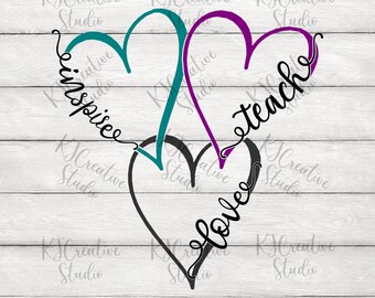 Teach Love Inspire With Heart Monogram Svg/Png/Dxf / Teache svg / Teacher Appreciation svg / Teacher Shirt svg / Didital Download File