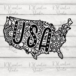 USA Mandala mit USA Karte Svg, USA Karte Svg, 4. Juli Svg, Amerika Svg, Merica Svg, Unabhängigkeitstag Svg, vierten Juli Svg Designs