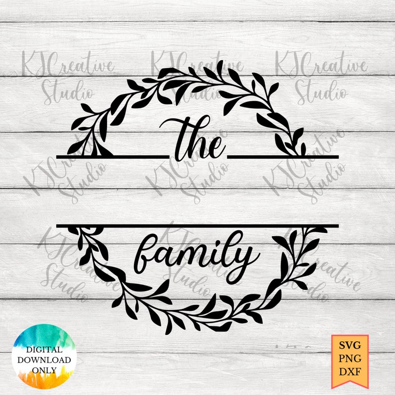 split monogram svg family name frame svg Family name monogram with floral frame SvgPngDxf wedding monogram svg