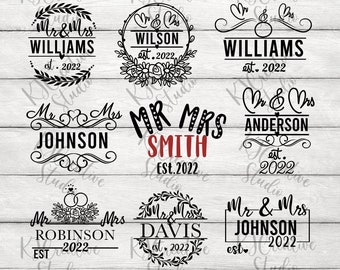 Matrimonio Svg Bundle Mr and Mrs Split Monogram Svg Engagement Svg Hubby Wifey Bride Groom Svg Est 2022 Svg Marriage Svg