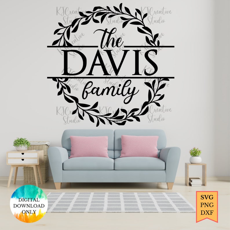 split monogram svg family name frame svg Family name monogram with floral frame SvgPngDxf wedding monogram svg