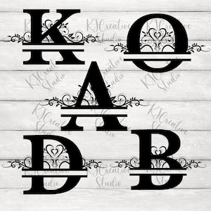 INITIAL Split Monogramm Single Letter Alphabet Bundle SVG | Familienname Monogramm mit floralen Bündel Svg/Png/Dxf | Split Monogramm svg/png