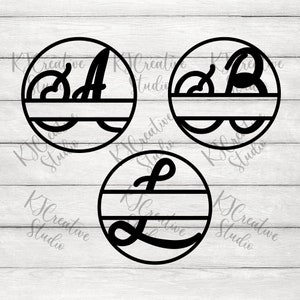 Circle Frame Split Monogram  Alphabets Font Individual Letters  Bundle SVG | PNG - Monogram Frame SVG - Digital Download for cut files