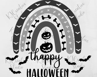 Feliz Halloween con arco iris Boho, Lindo Halloween SVG, Ghost svg, Halloween Quote svg, Ghost Vibes svg, Boo svg,Cut Files Cricut