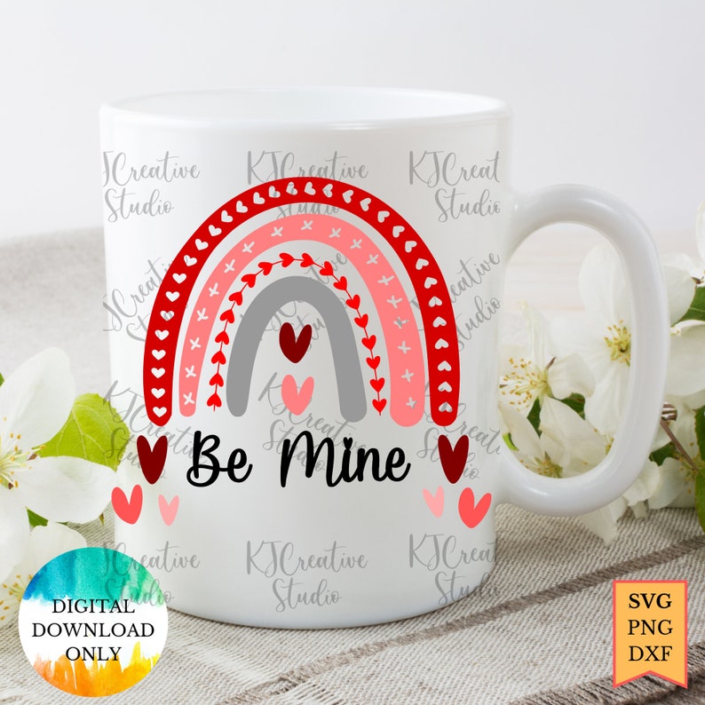 Be Mine With Cute Heart Rainbow SVG Happy Valentines Day SVG - Etsy