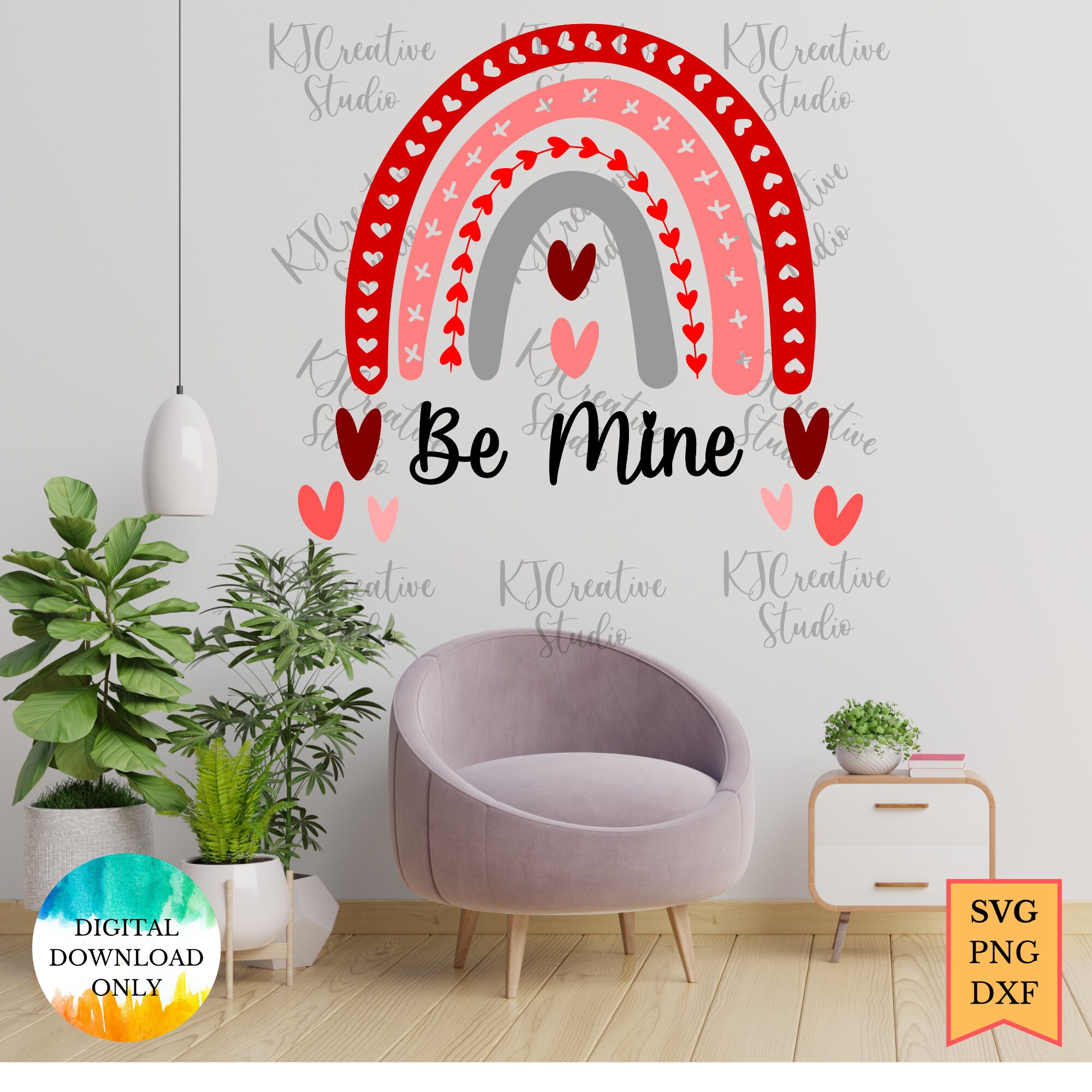 Be Mine With Cute Heart Rainbow SVG, Happy Valentines Day SVG, Be Mine ...
