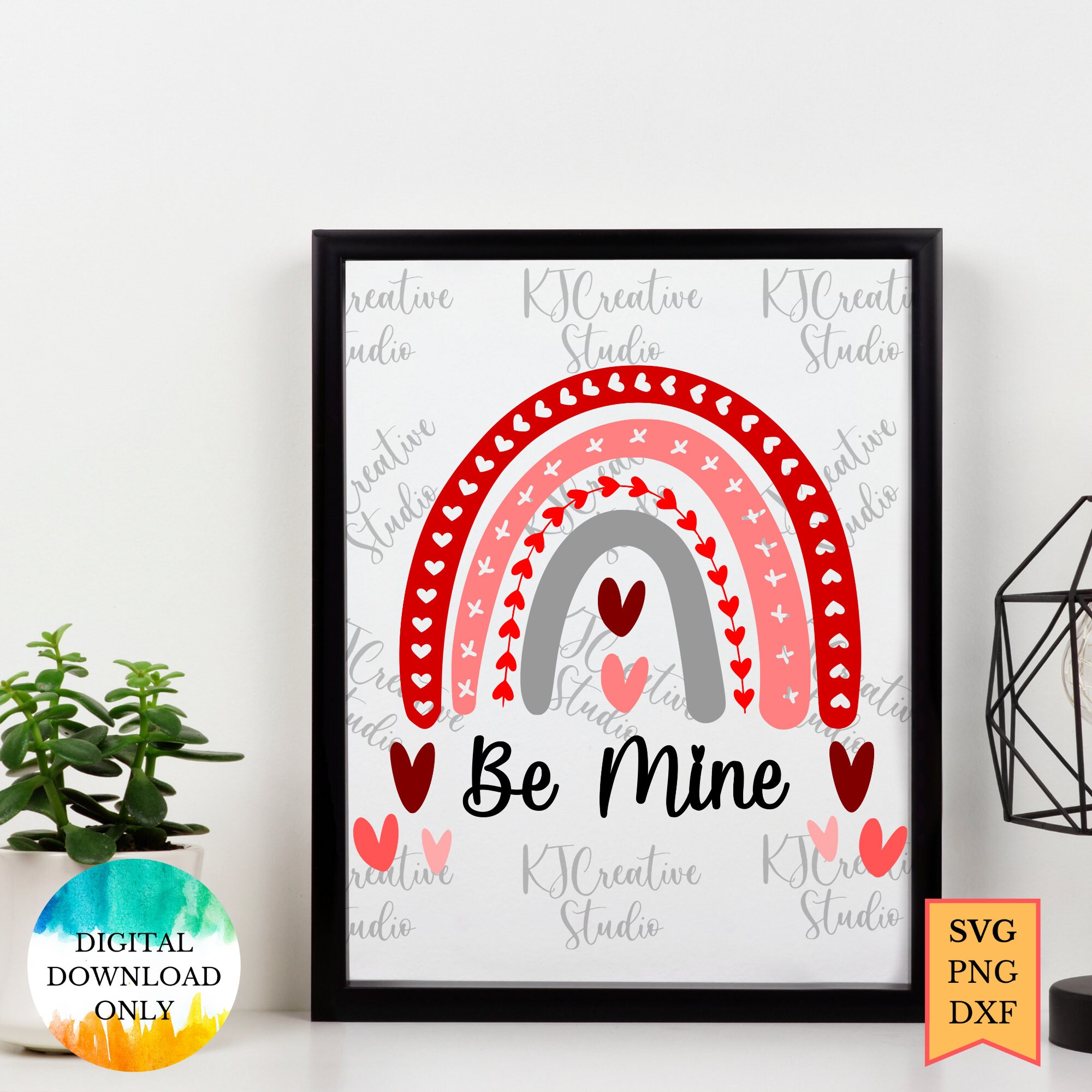 Be Mine With Cute Heart Rainbow SVG, Happy Valentines Day SVG, Be Mine ...