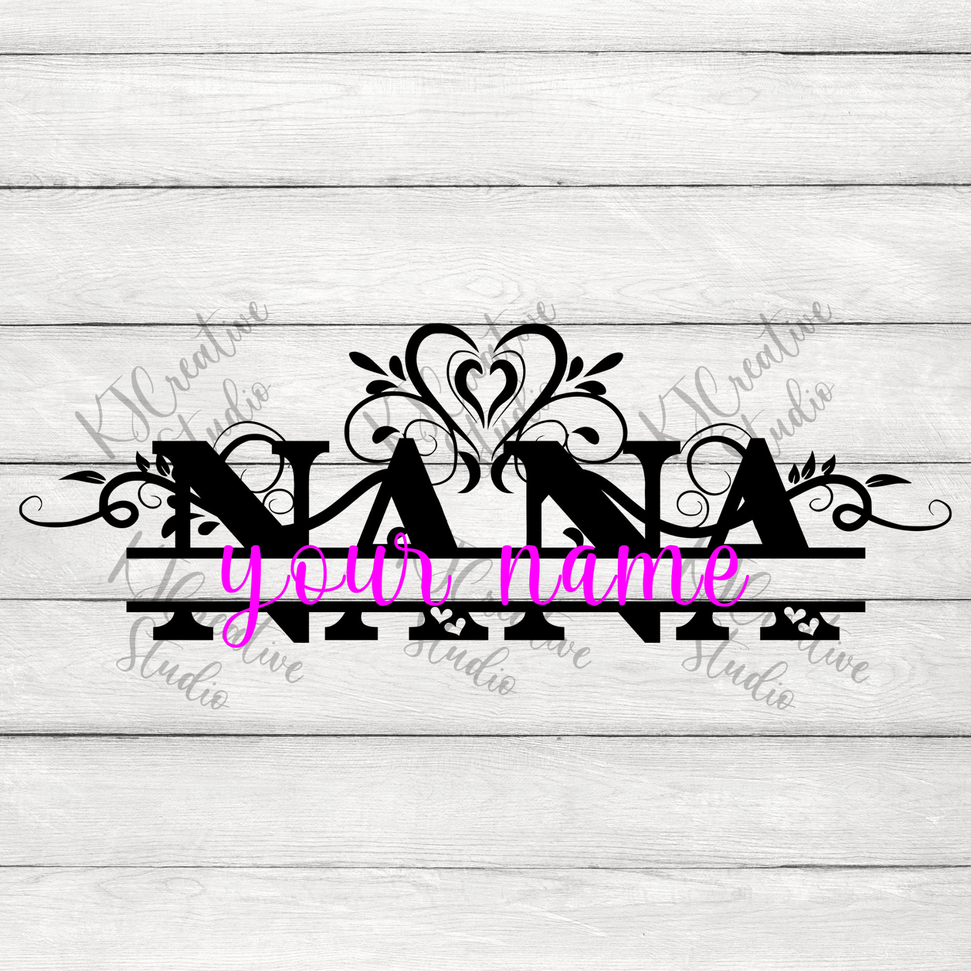 Nana Split Monogram With Floral svg Nana svg Nana Monogram Etsy
