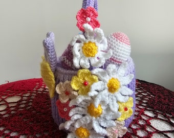 Crochet Easter Bunny basket with eggs