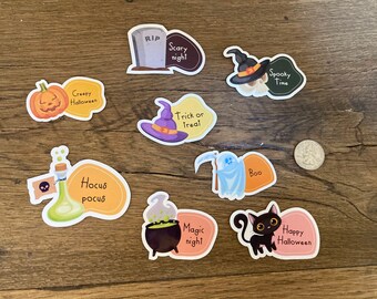 Dubbelsidiga Halloweenmagneter - set med 8 designer