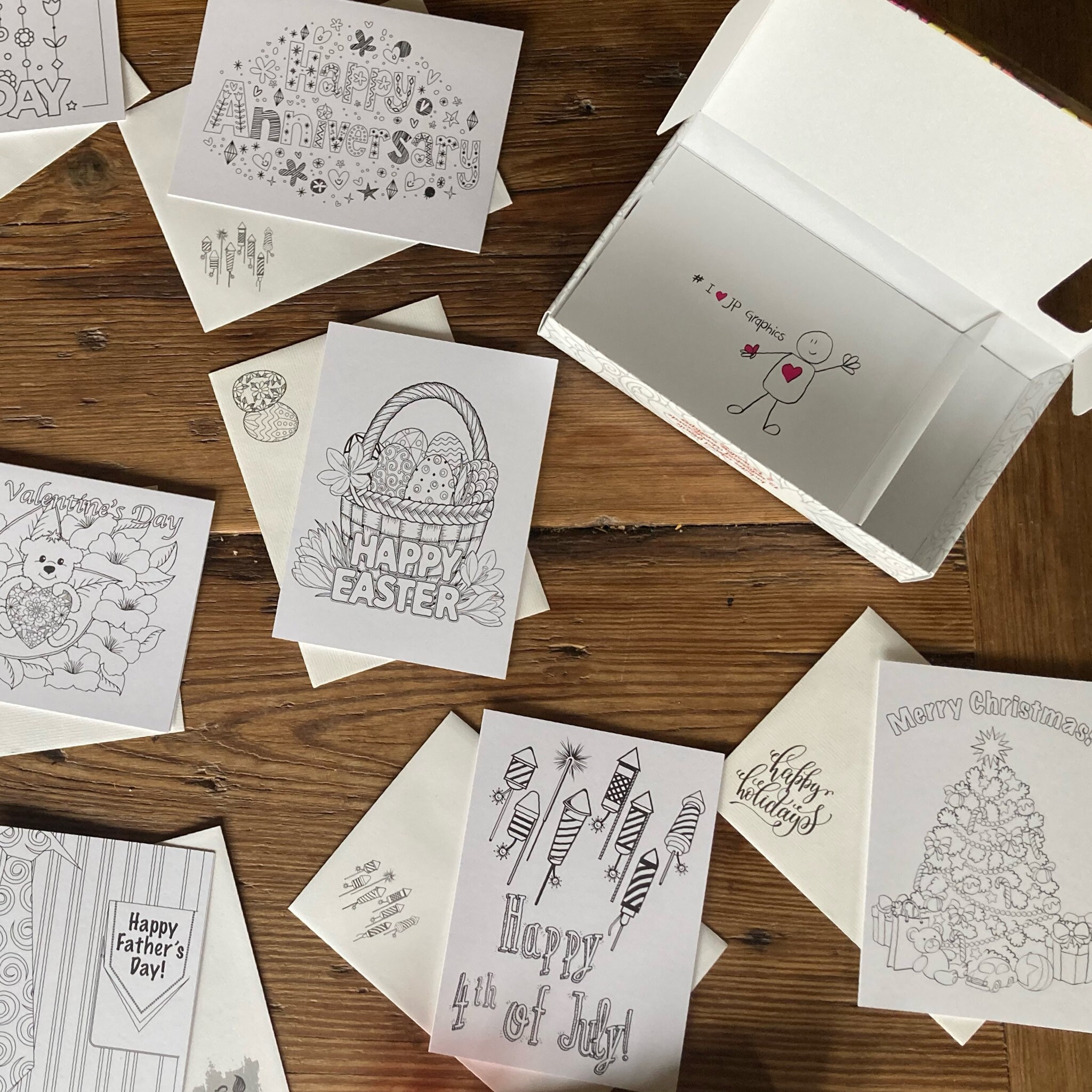 Coloring Greeting Card Set - Etsy
