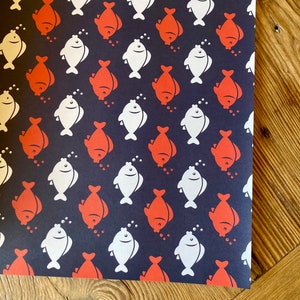 Fish themed wrapping paper - set of 10 sheets