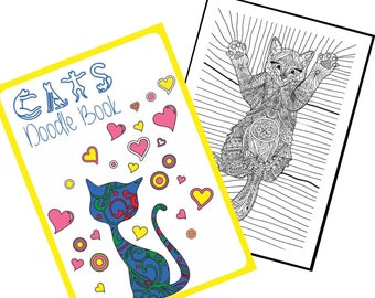 Libro de garabatos de gatos con lápices
