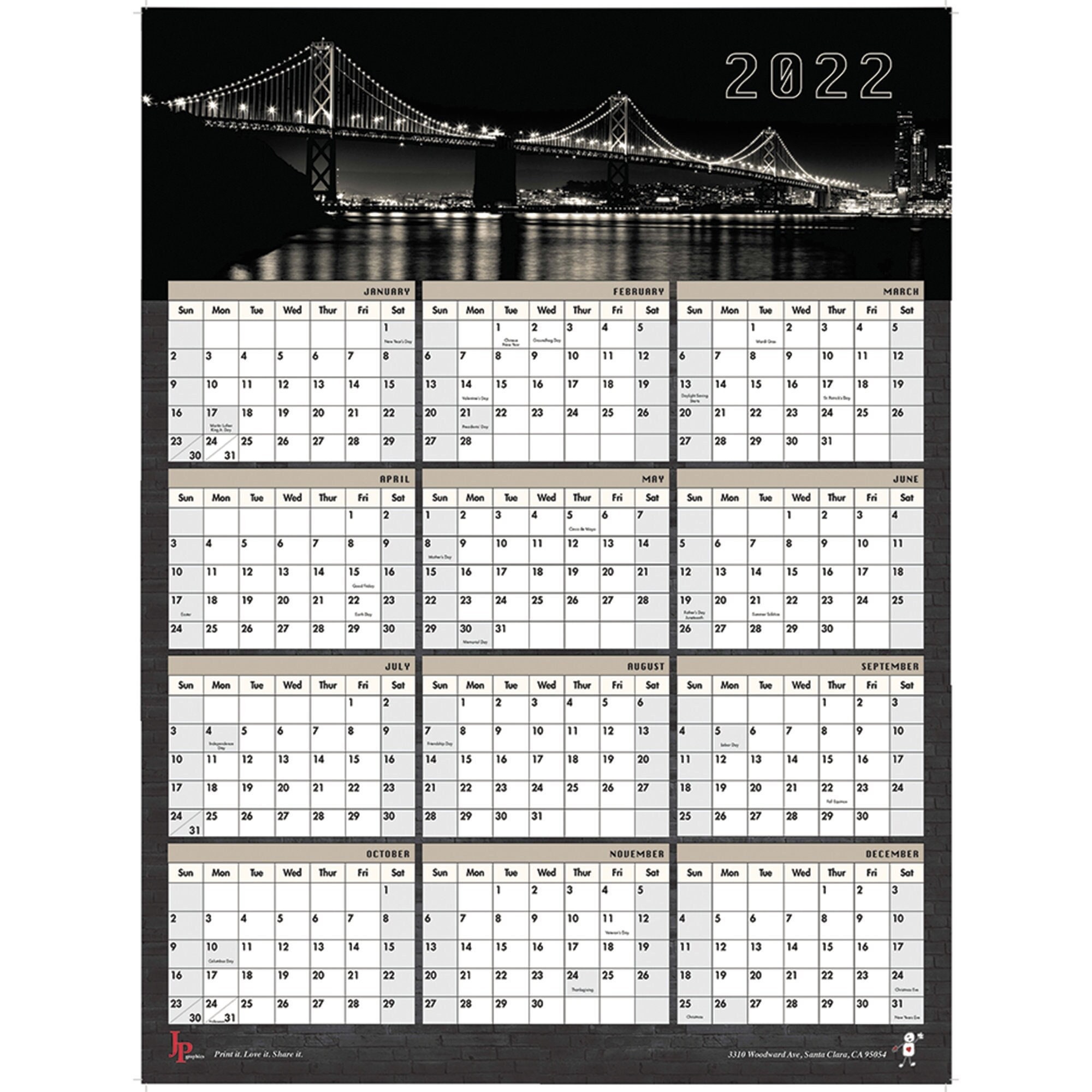 Calander Gate 2025 Golden Gate Bridge Wall Calendar - Etsy