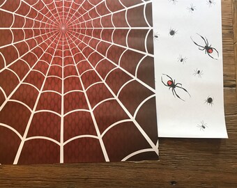 Papel de regalo de Halloween Spider de 2 caras - juego de 10 hojas