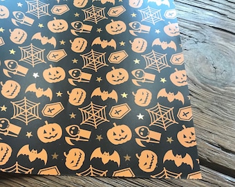 Halloween Wrapping Paper with Foil Accents - set of 10 sheets