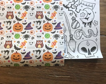 2-Sided Colorful Halloween Wrapping Paper - set of 10 sheets