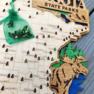Minnesota State Park Travel Map | Handcrafted Wooden Engraved Wall Art