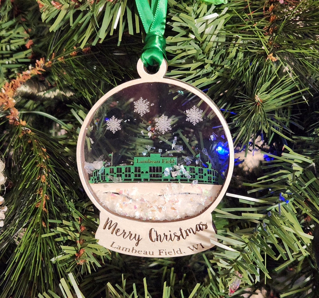 Snowy Lambeau Field Snow Globe Ornament Etsy
